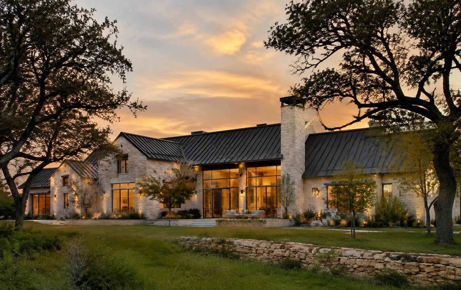 Custom limestone home in the Texas Hill Country
